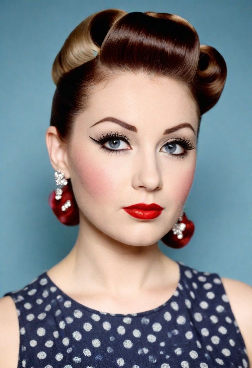 50s inspired victory rolls hairstyle