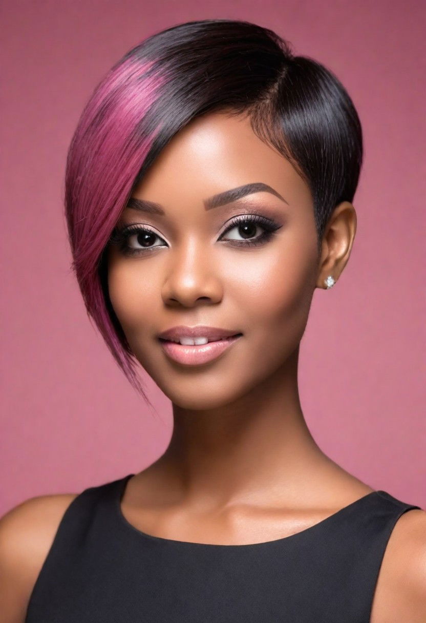 angled haircut short hairstyle for black women