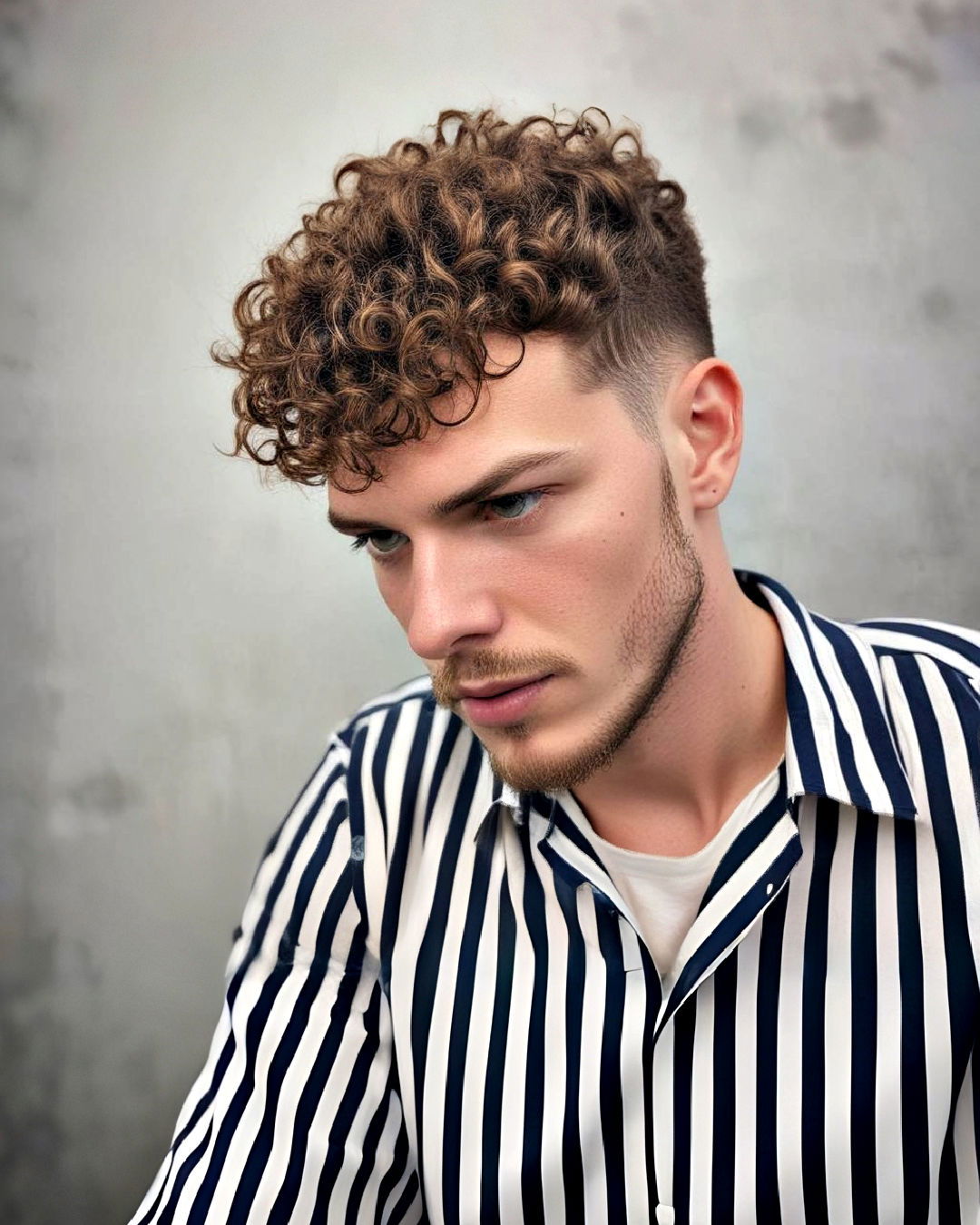 asymmetric curly top hairstyle