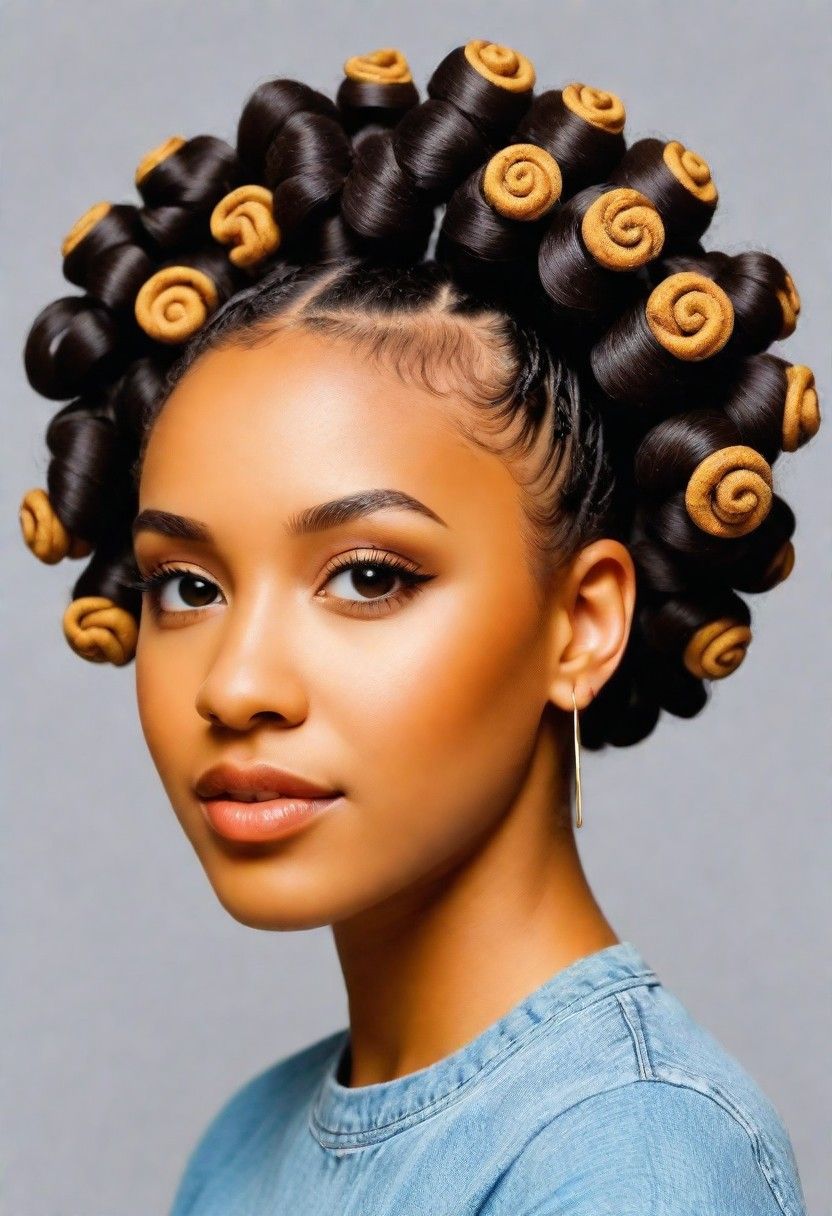 bantu knots on curls hairstyle