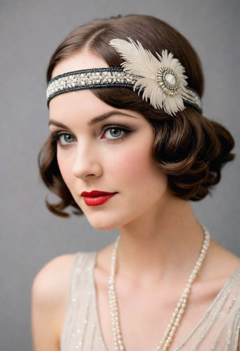 beaded headband style for flapper hairstyle