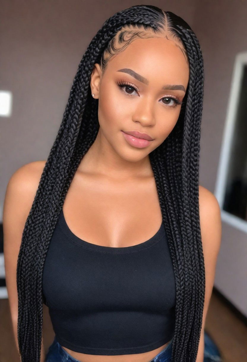 beautiful knotless braids hairstyle