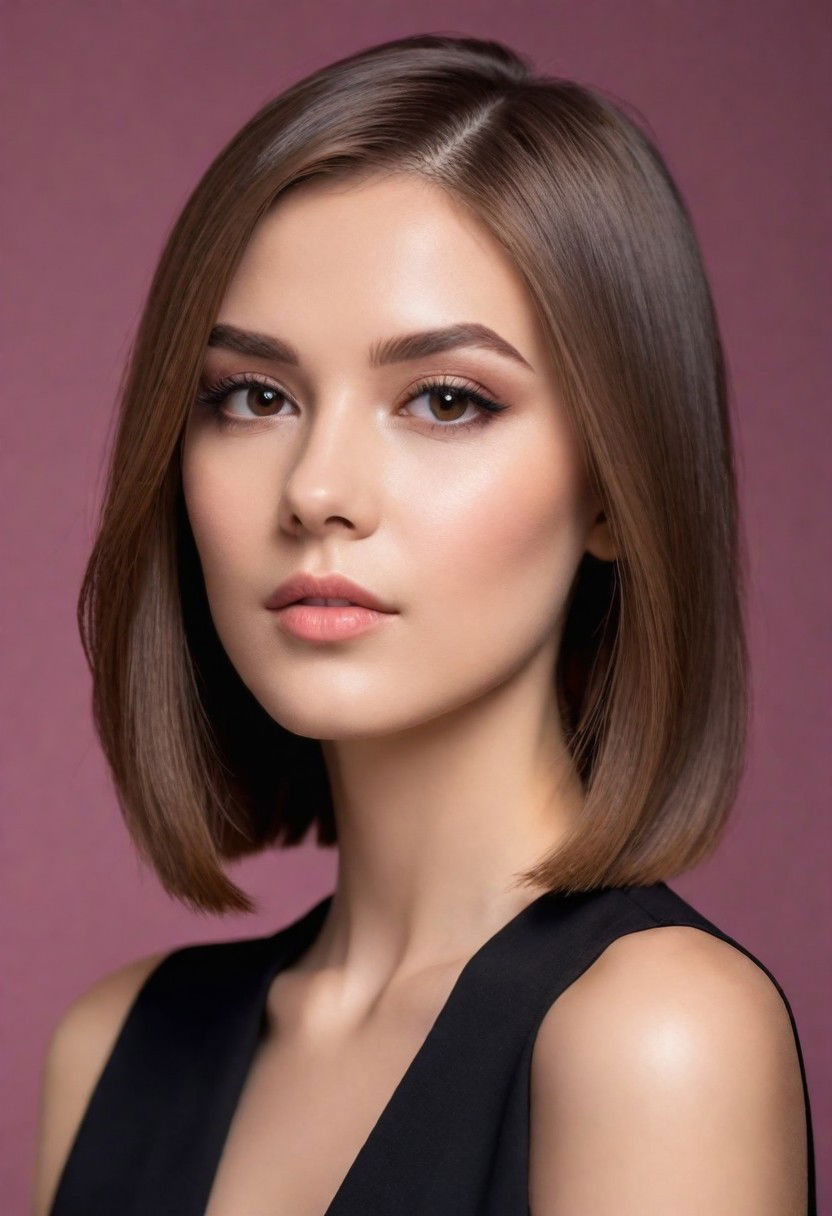 blunt cut with side part hairstyle