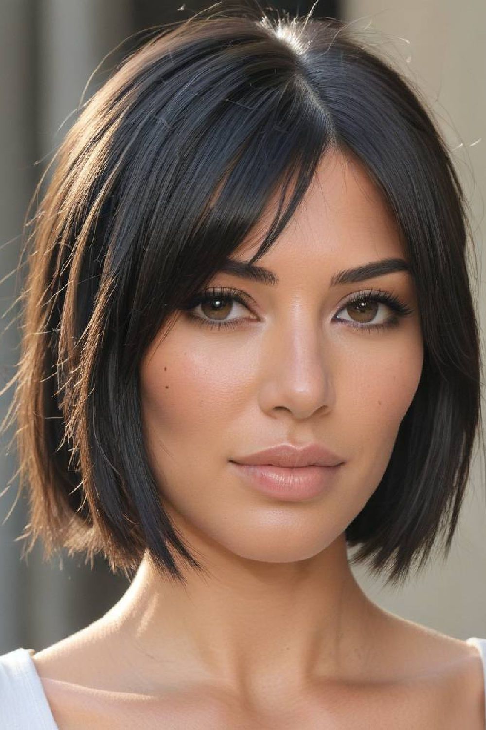 blunt haircut with layered texture