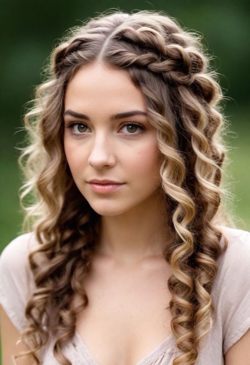 bohemian curls with braids hairstyle