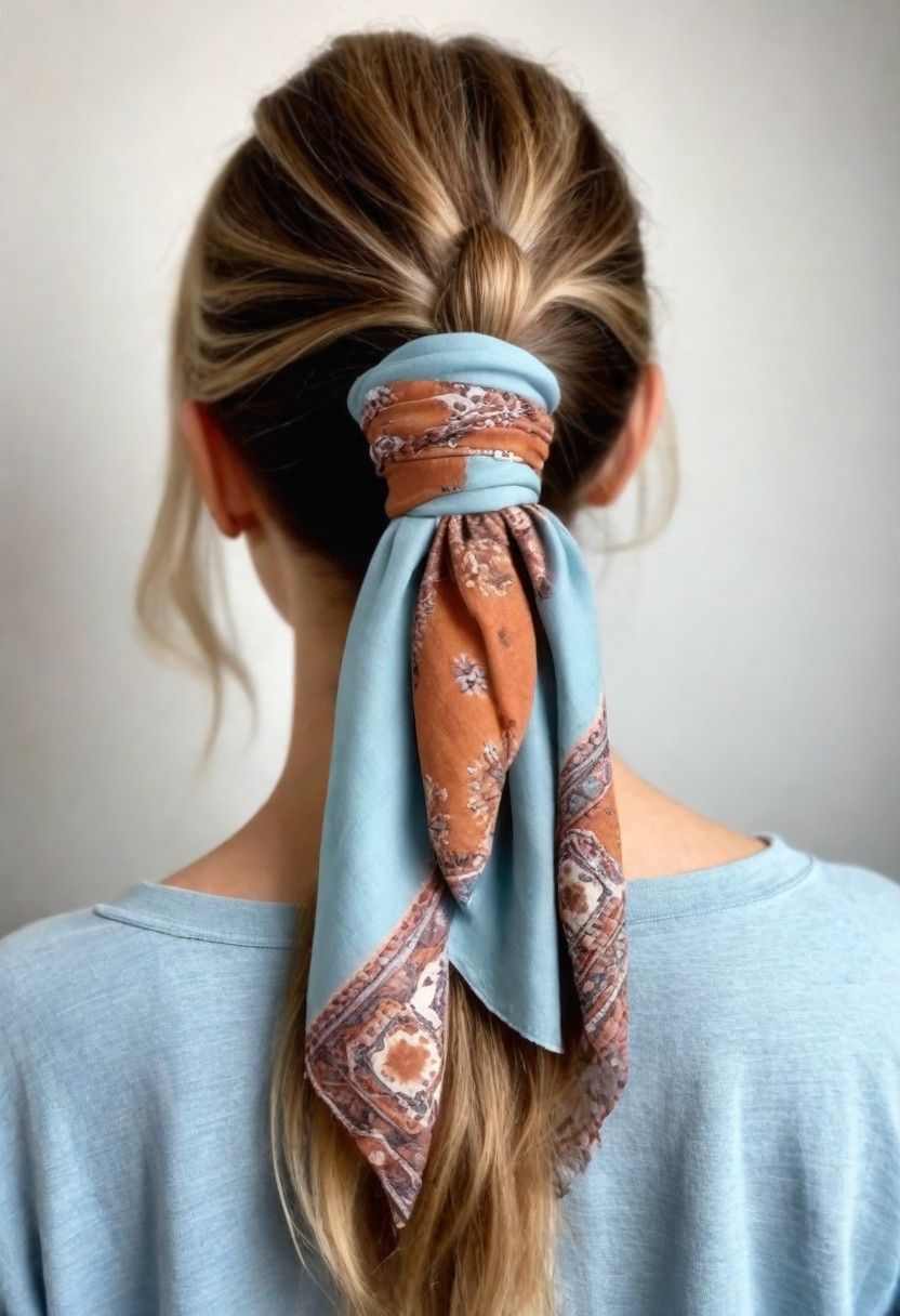 boho chic scarf wrapped ponytail