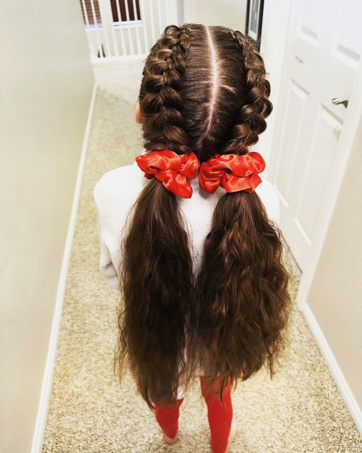 braid with scrunchies