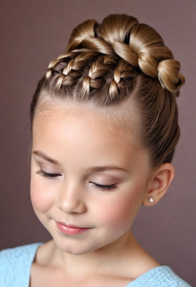 braided bun hairstyle for little girl
