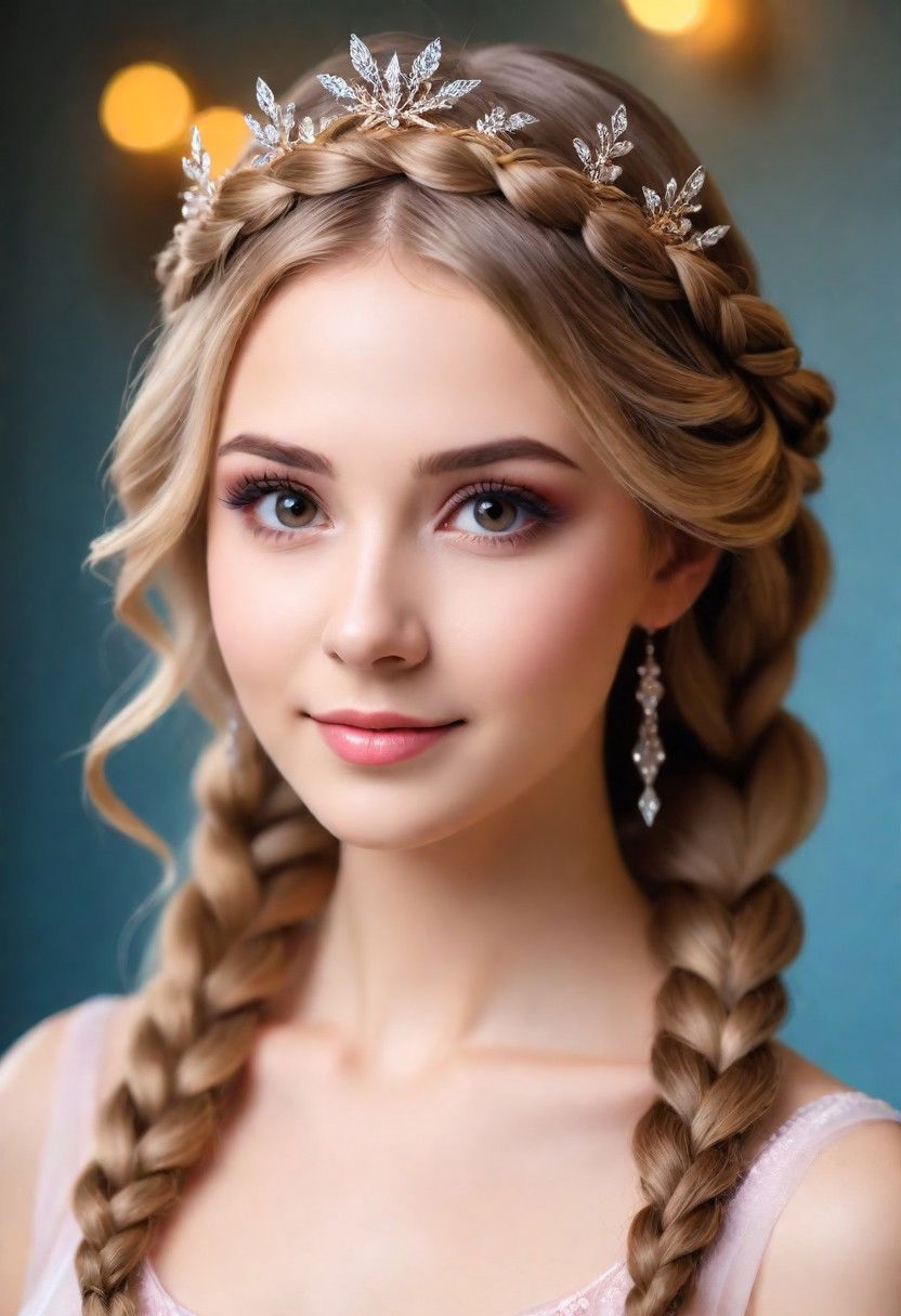braided crown hairstyle for romantic evening