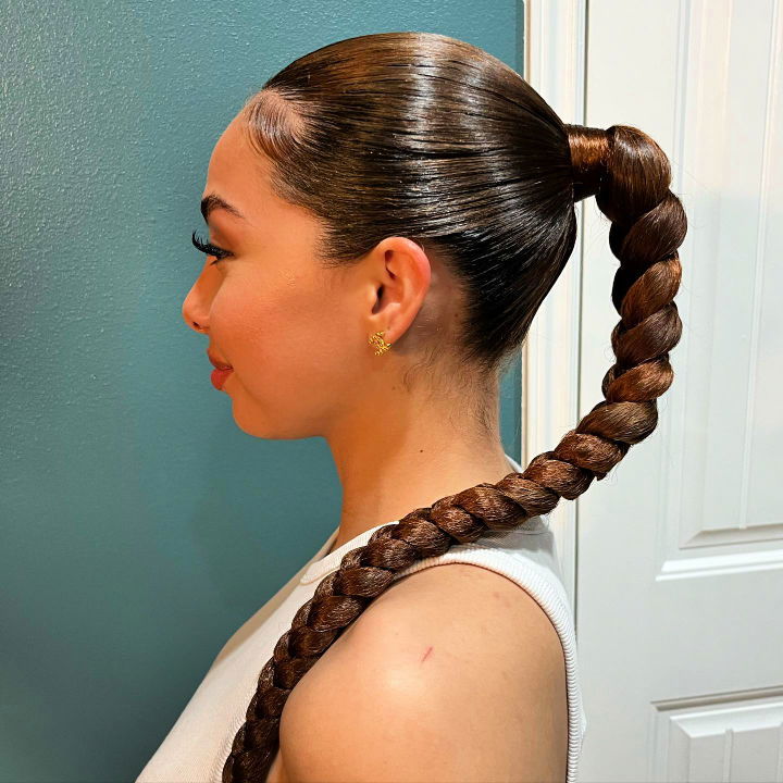 braided high ponytail hairstyle