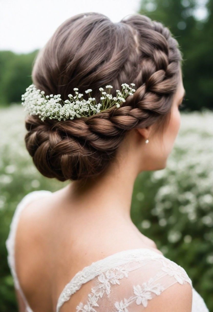 braided updo with baby s breath