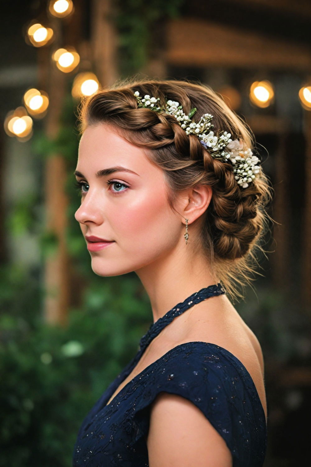 braided updo with flowers formal hairstyle
