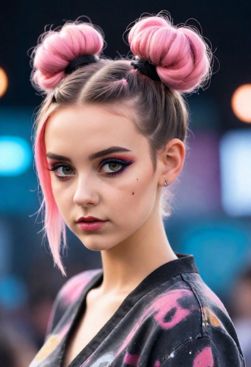 brilliant space buns hairstyle