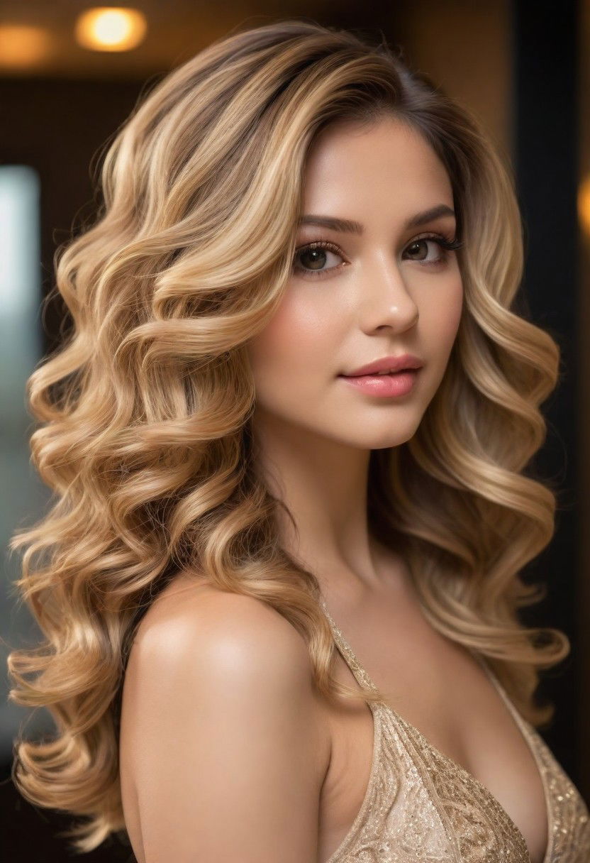 cascading golden waves hairstyle