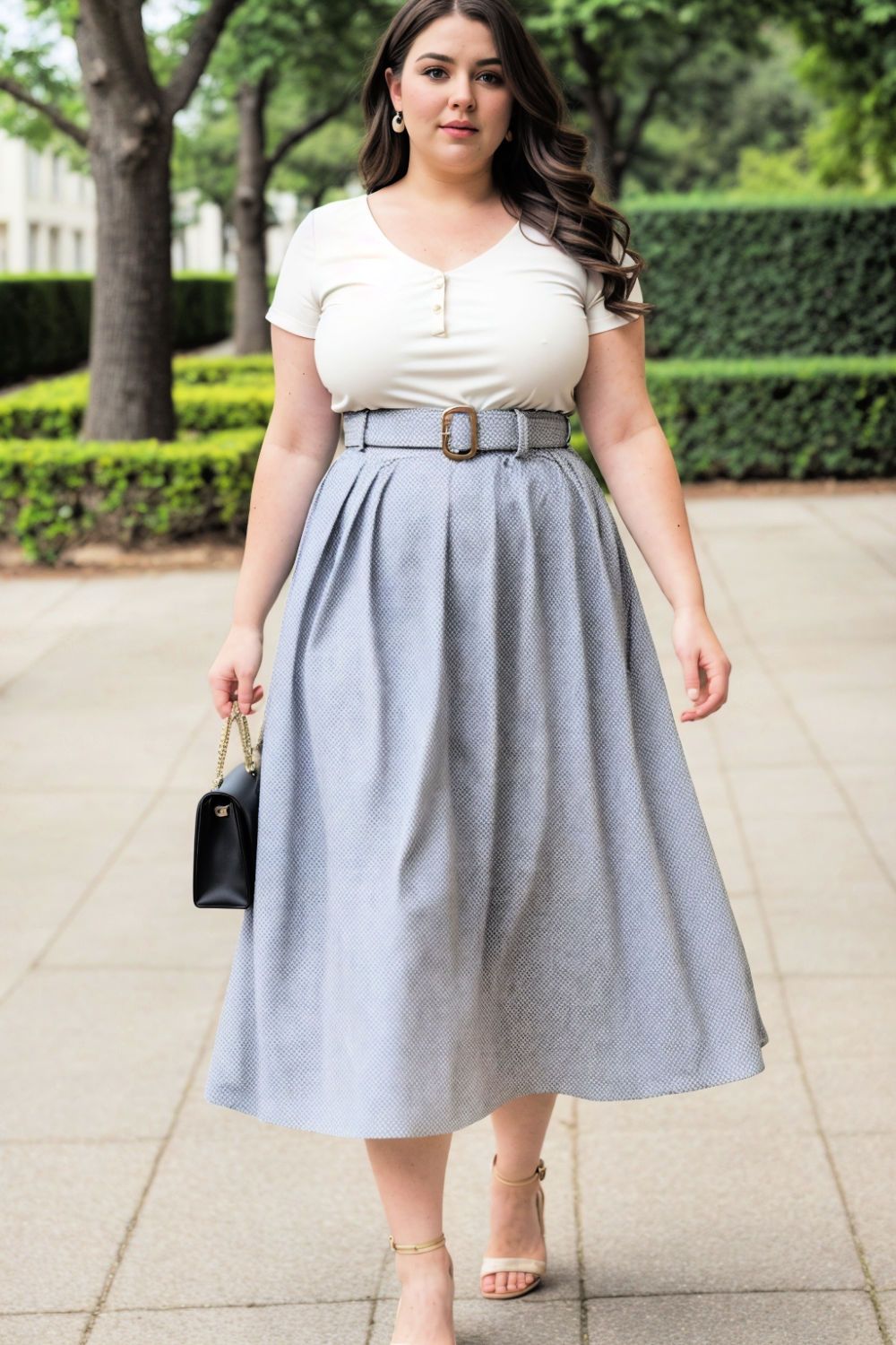 charming midi skirt with a belted waist