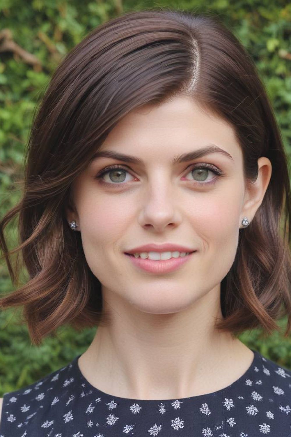chic angled cut with a deep side part