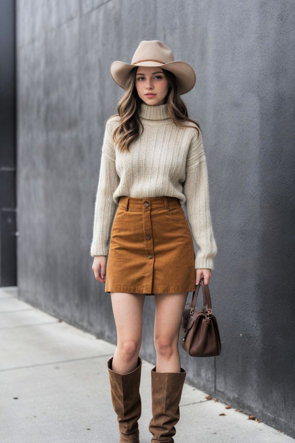 chic button up corduroy skirt for cowgirl