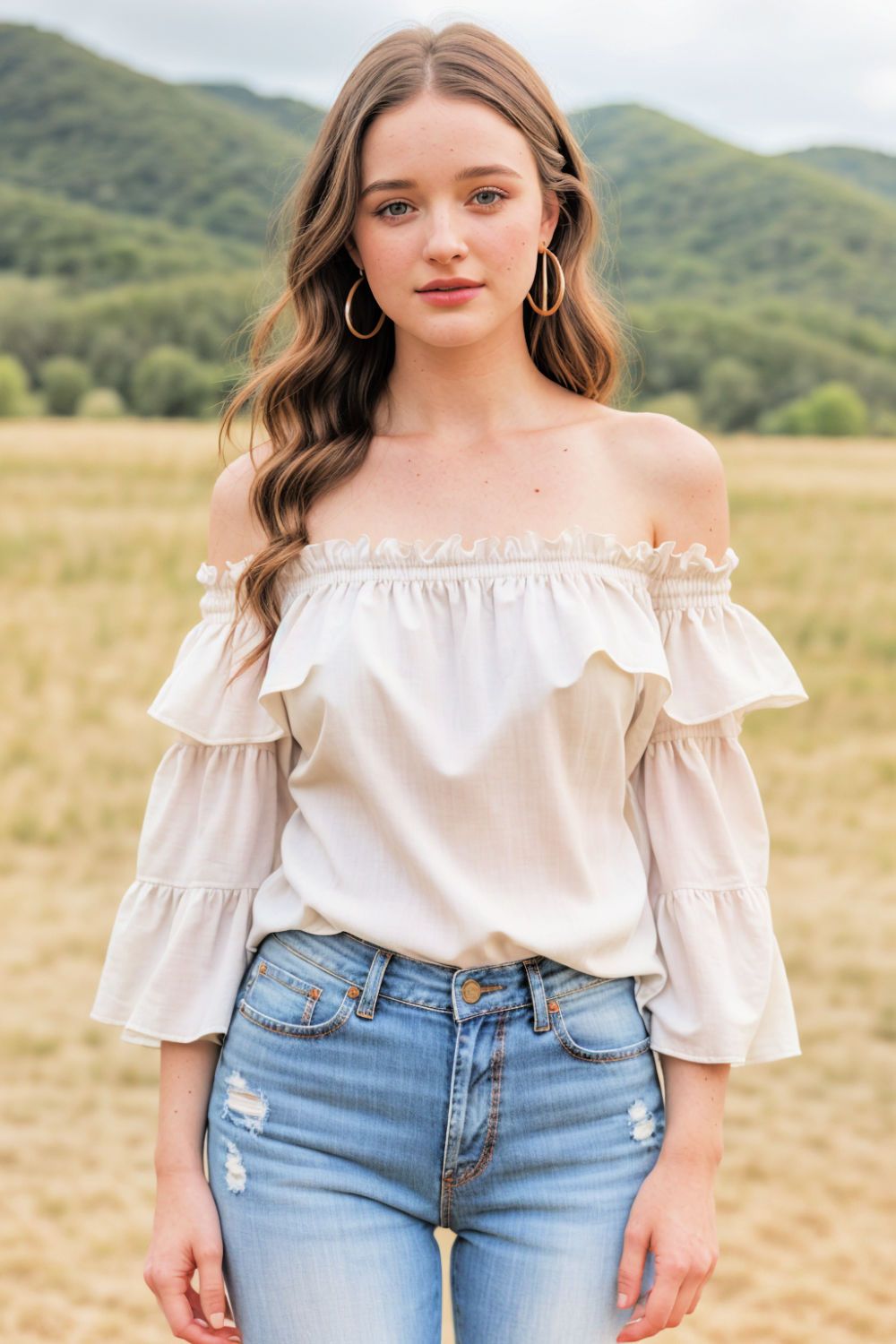chic off shoulder country blouse
