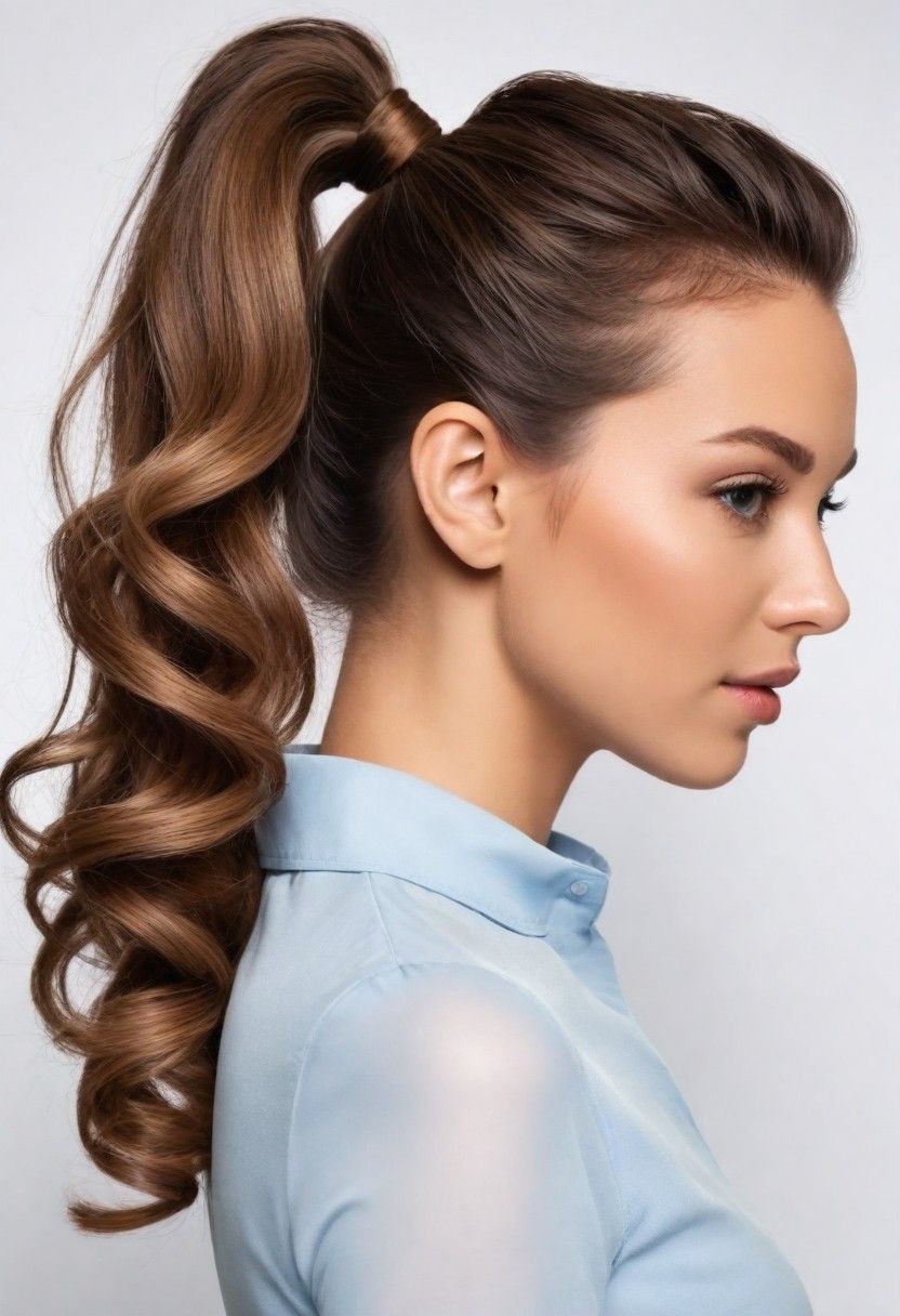 classic high ponytail with curls