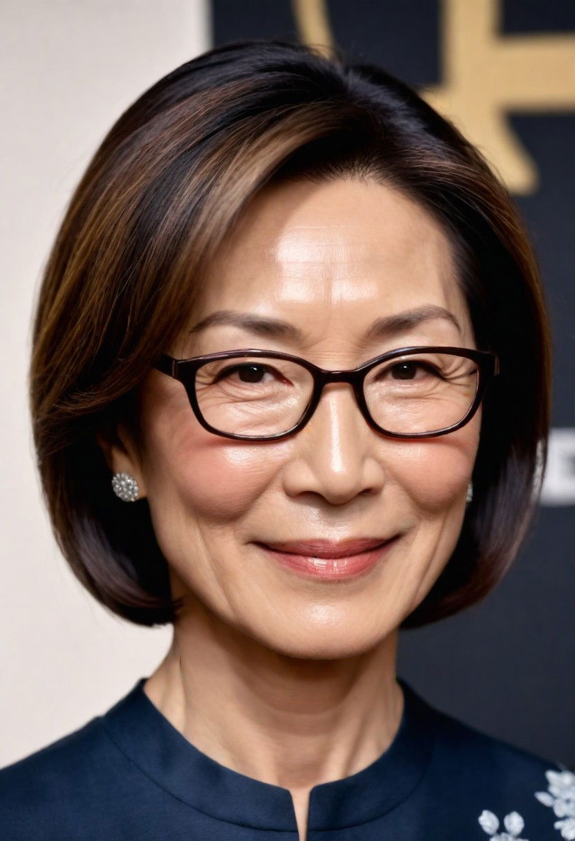 classic pageboy bob for fine hair over 60 with glasses