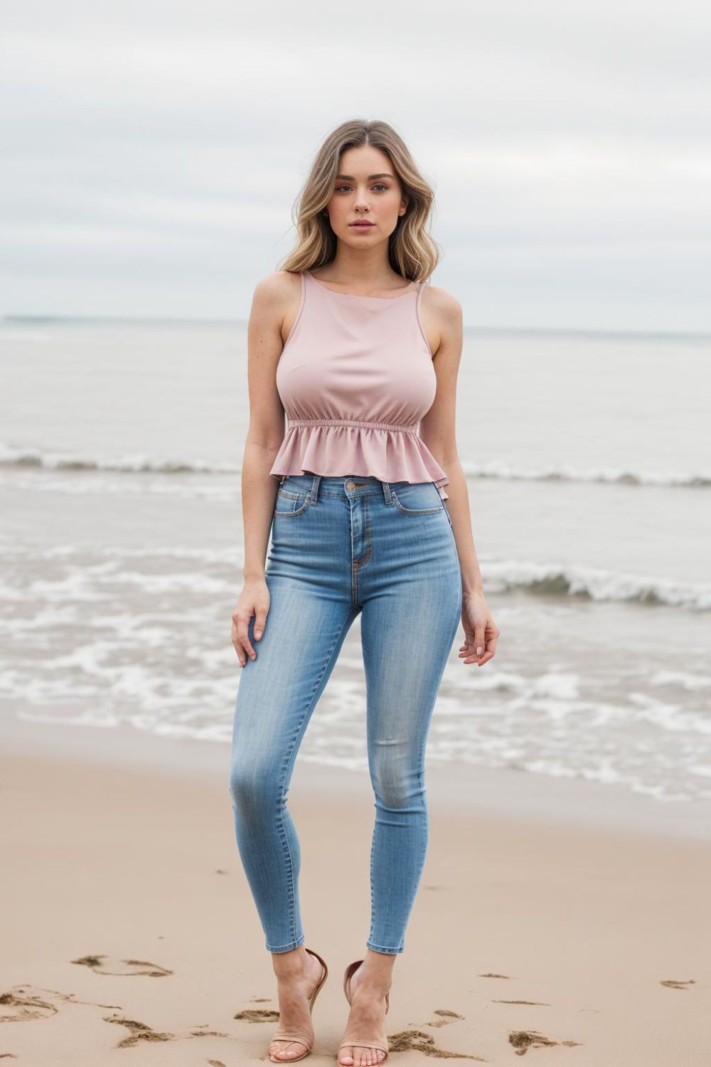 classic peplum top and skinny jeans