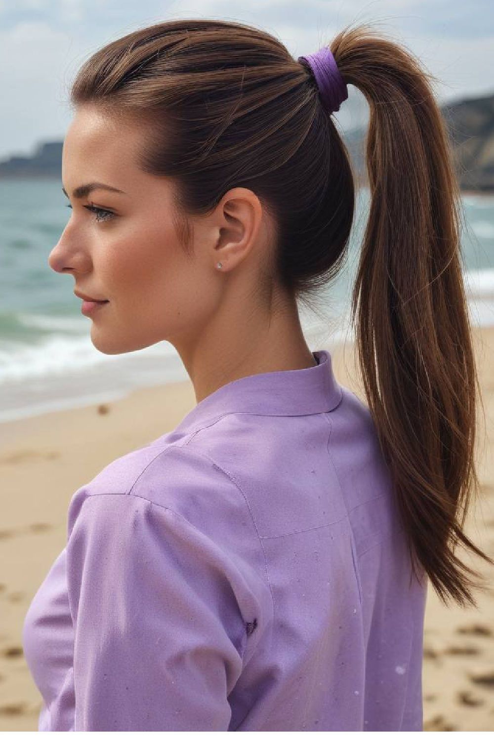classic ponytail for heart shaped face