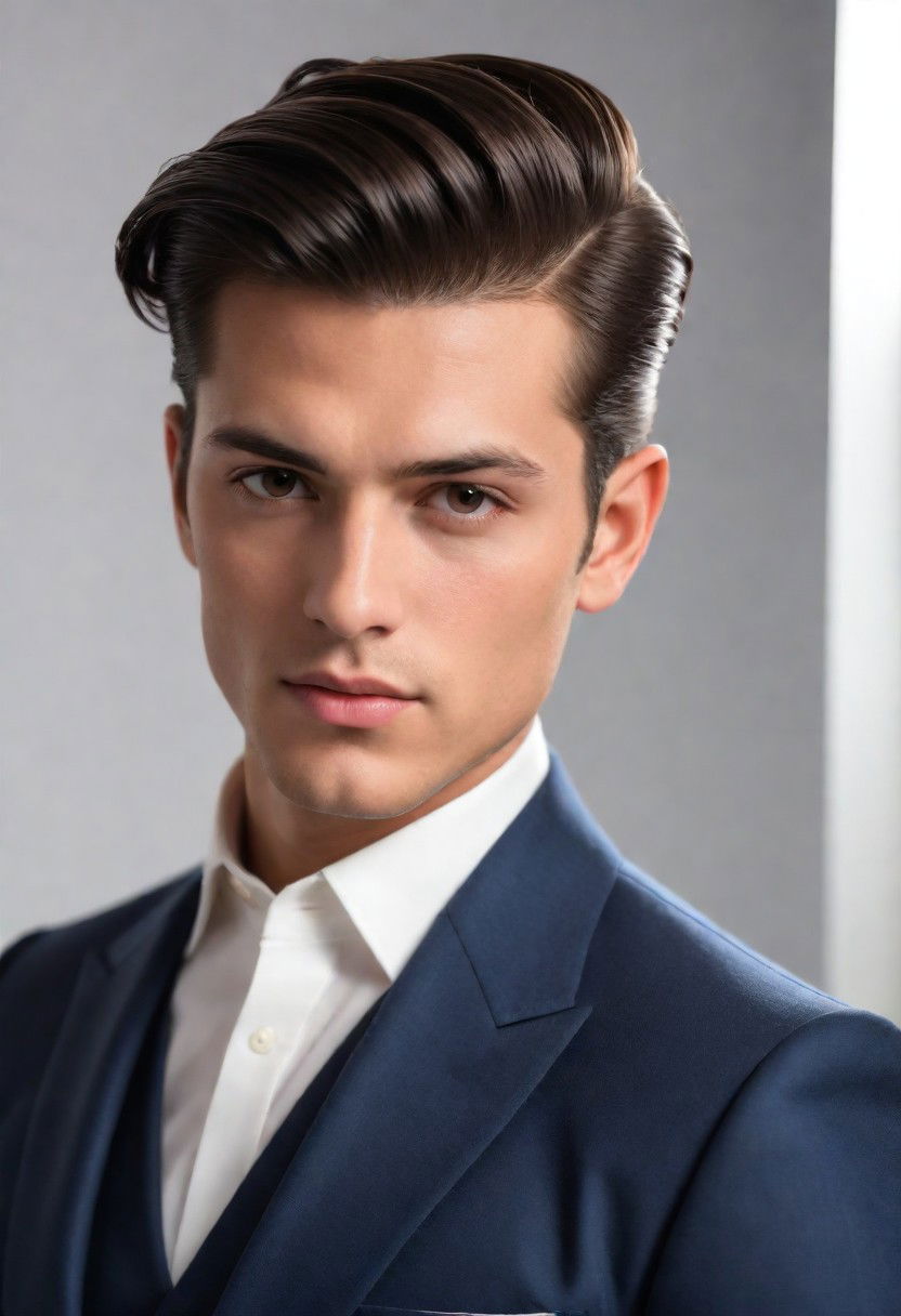 classic side part pompadour hairstyle