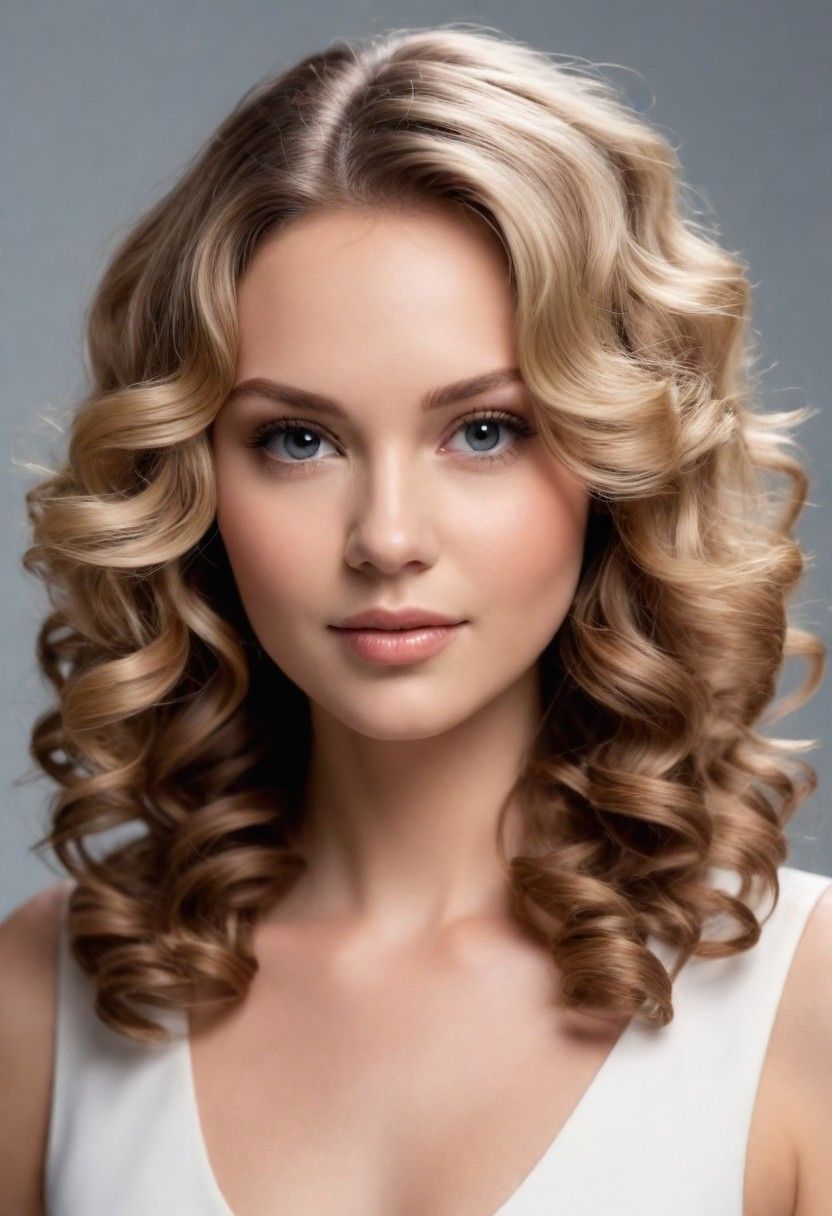 classic soft curls for a round face