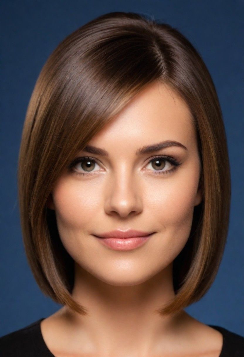 classic straight cut for round face