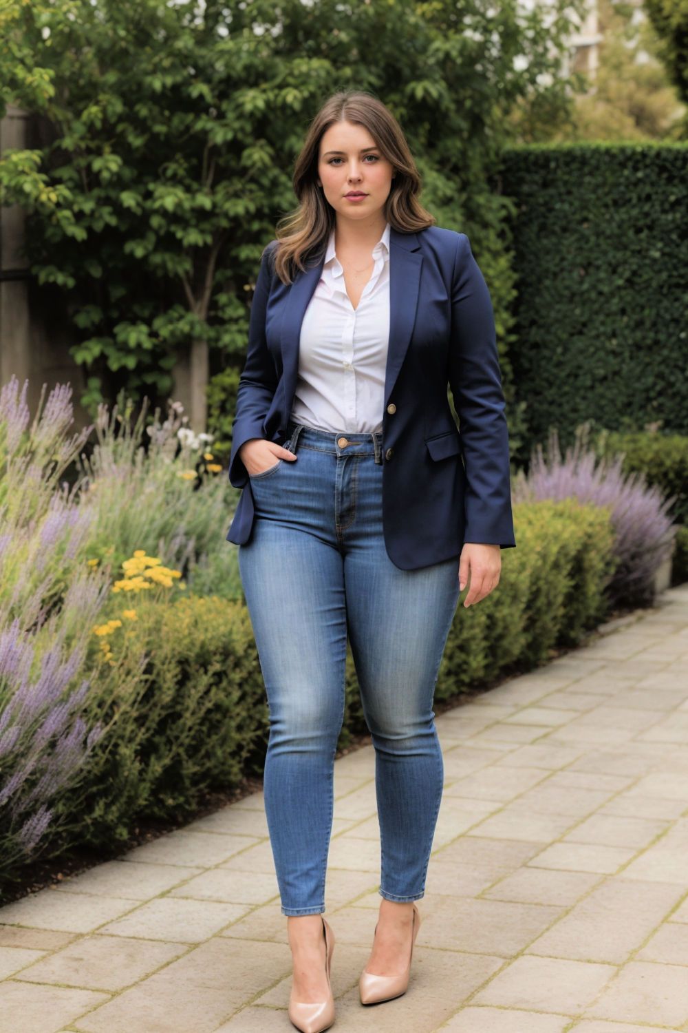classic tailored blazer with jeans