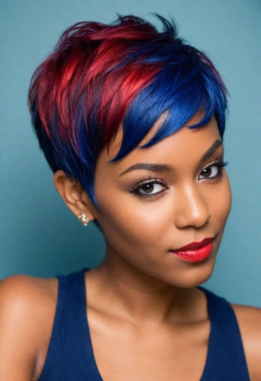 colorful pixie cut hairstyle
