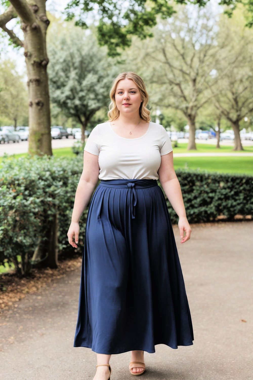 comfort and style maxi skirt and a knotted tee