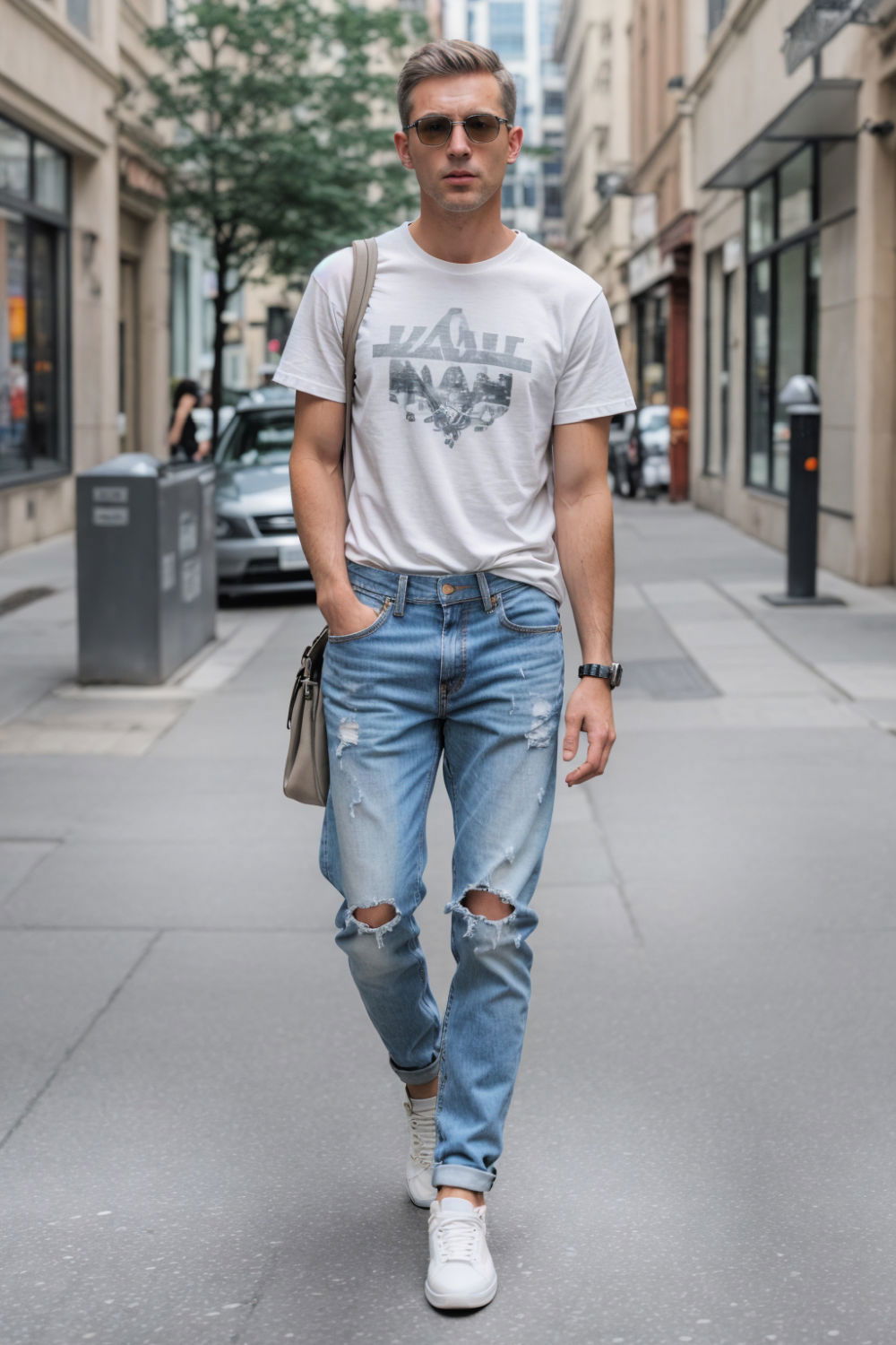 comfortable casual t shirt and jeans