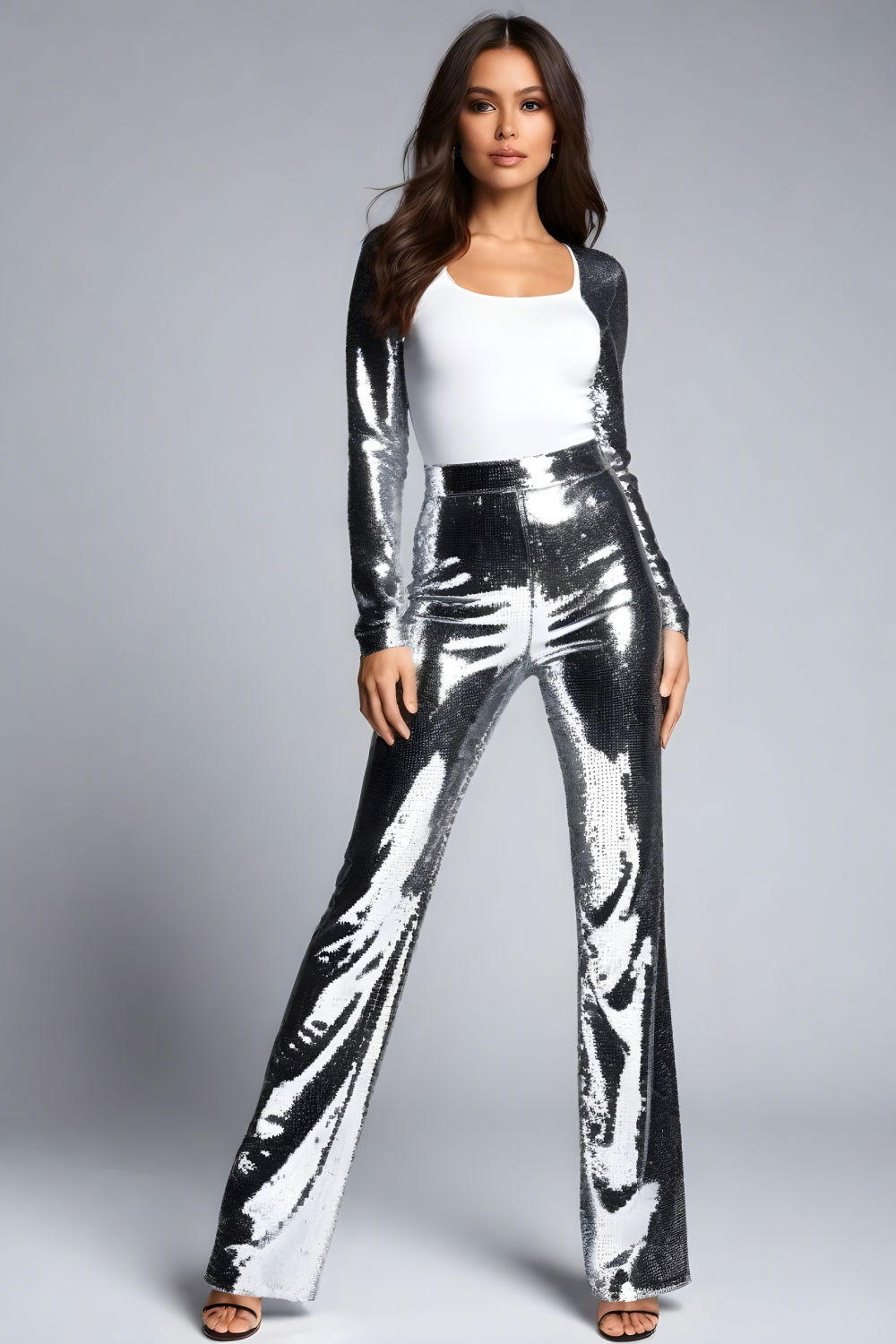 comfortable high waisted sequin pants