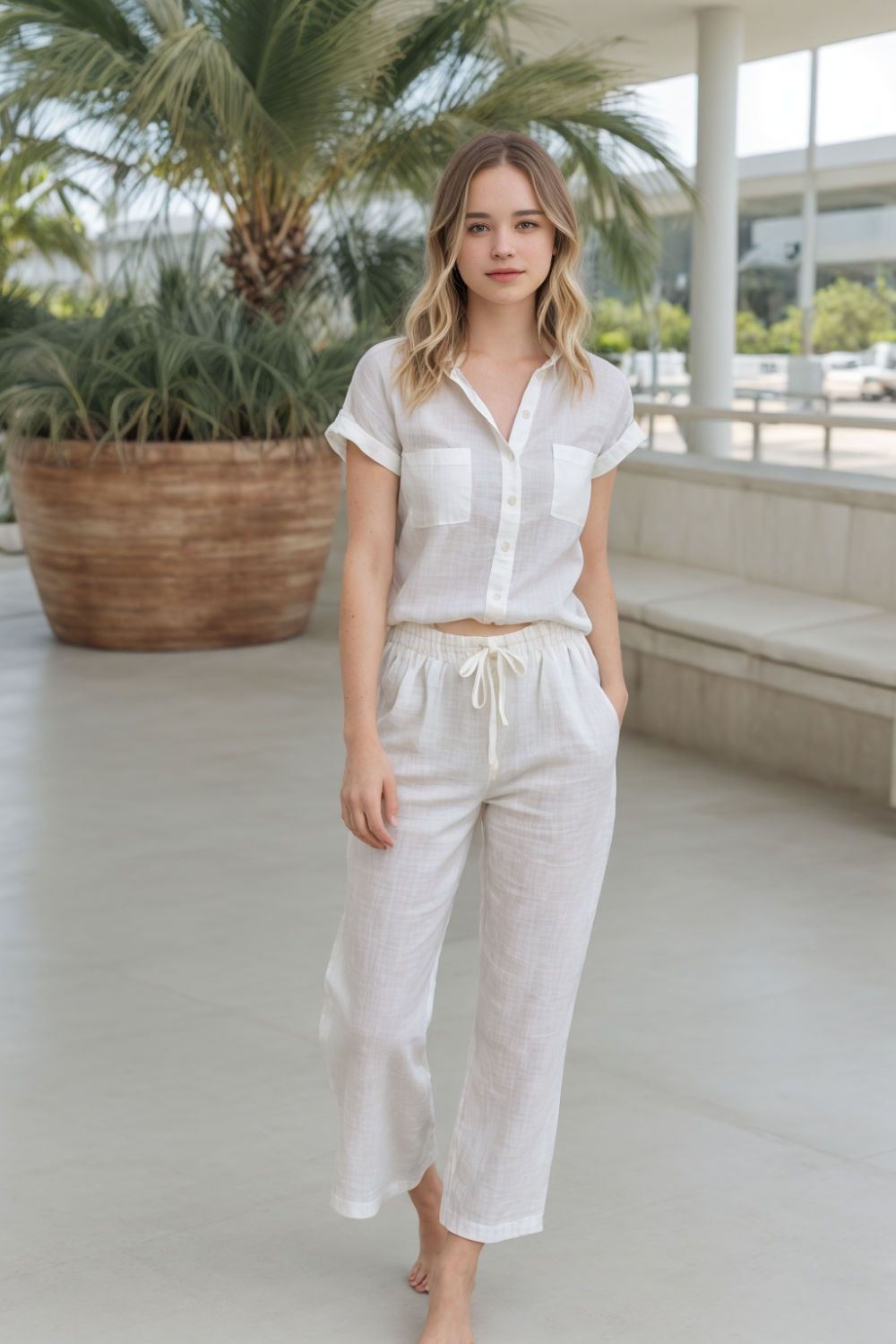 comfortable light and airy linen ensemble