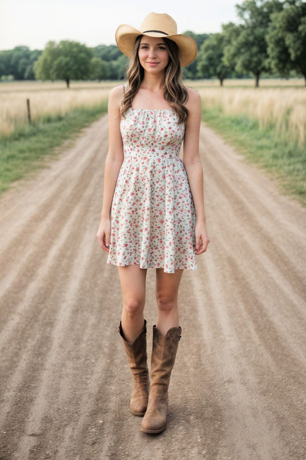 comfortable sundress and cowboy boots