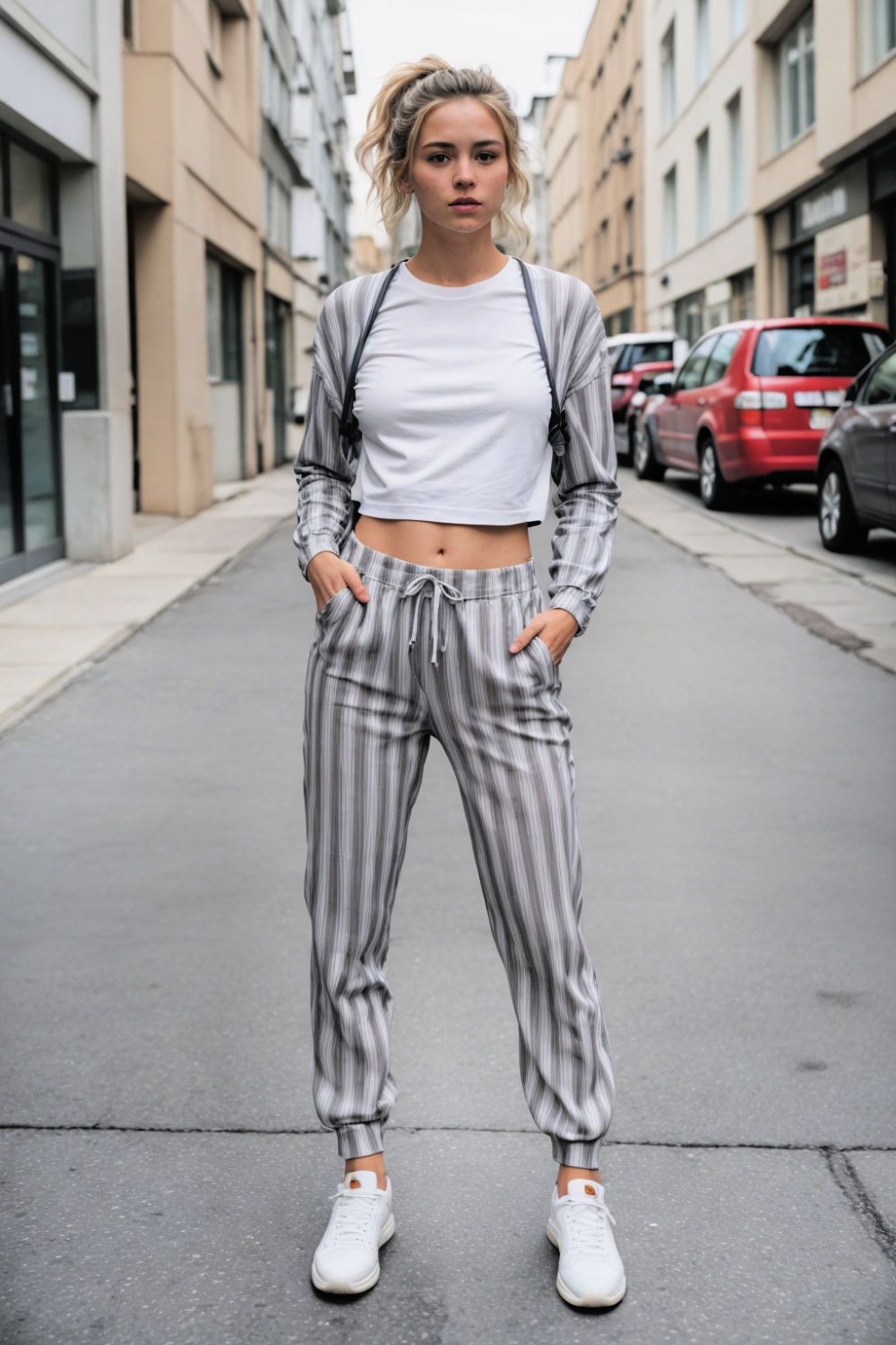 comfortable tracksuit with stripes
