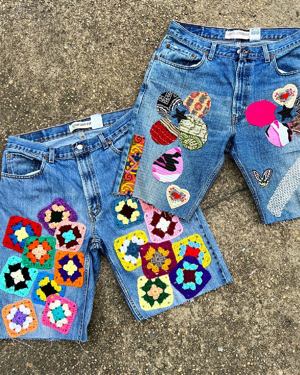cool embroidered jean shorts