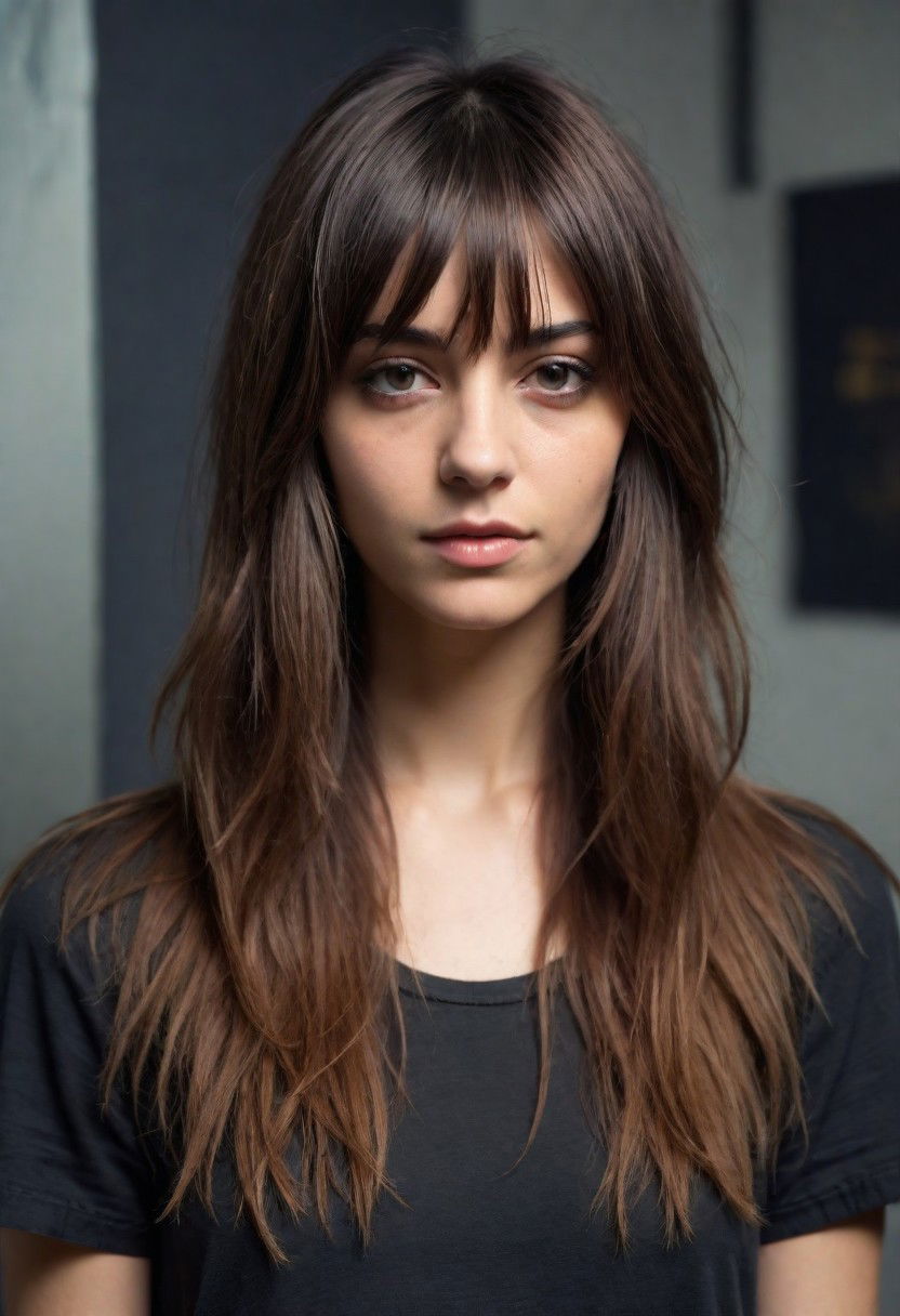 cool long layered hair with fringes