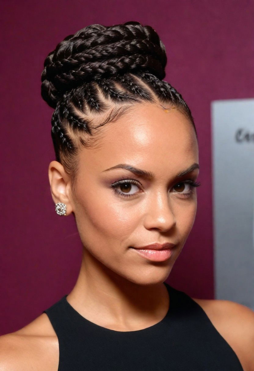 cornrow braided bun hairstyle