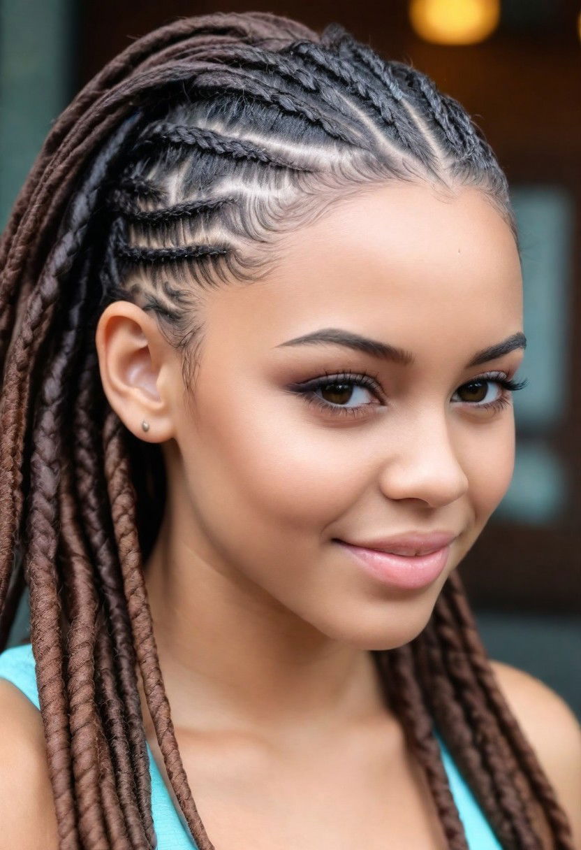 cornrows with faux locs hairstyle