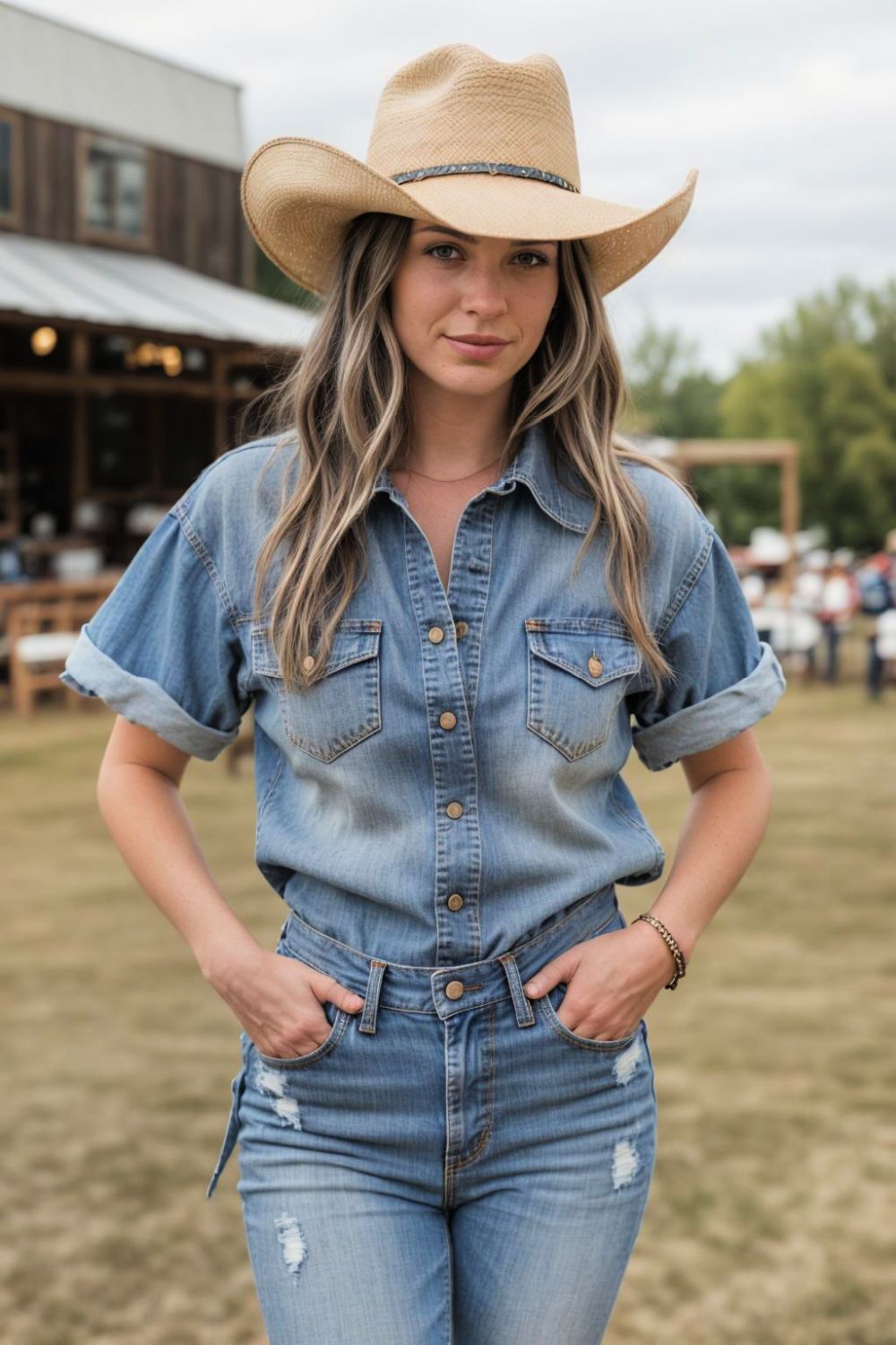 cowboy hat and jeans