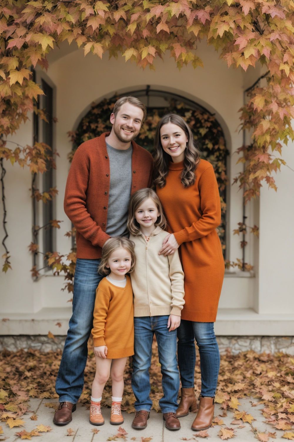 cozy autumn hues family photo outfit