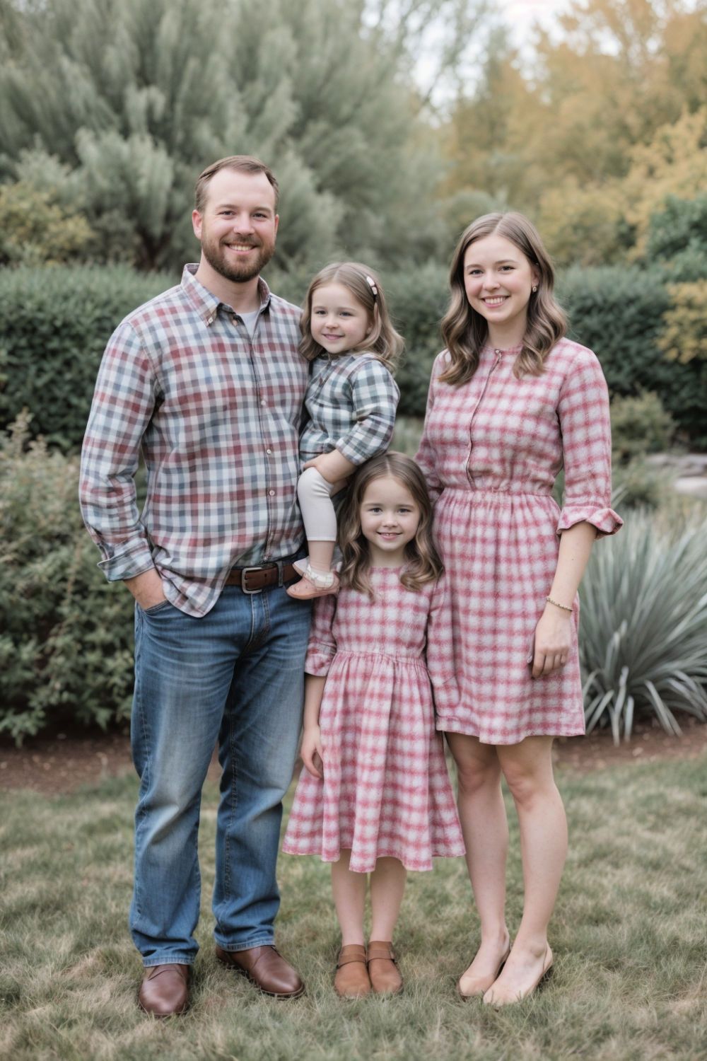 cozy plaid party family photo outfit