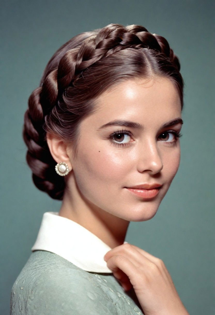 crown braid 1960s hairstyle