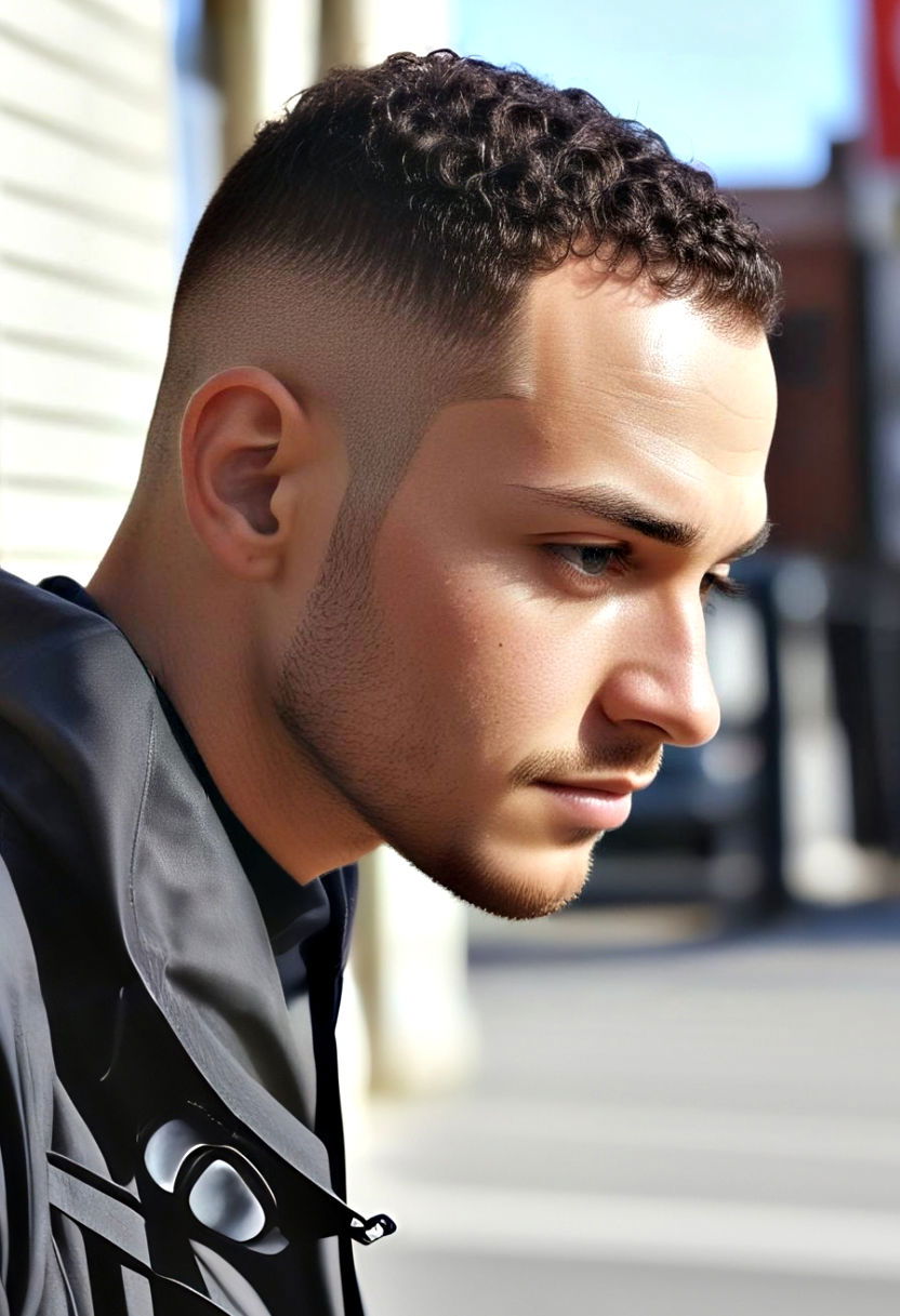 curly buzz with fade hairstyle