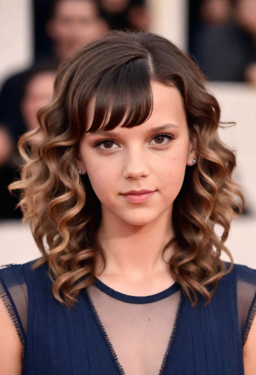 curly layers with fringe hairstyle