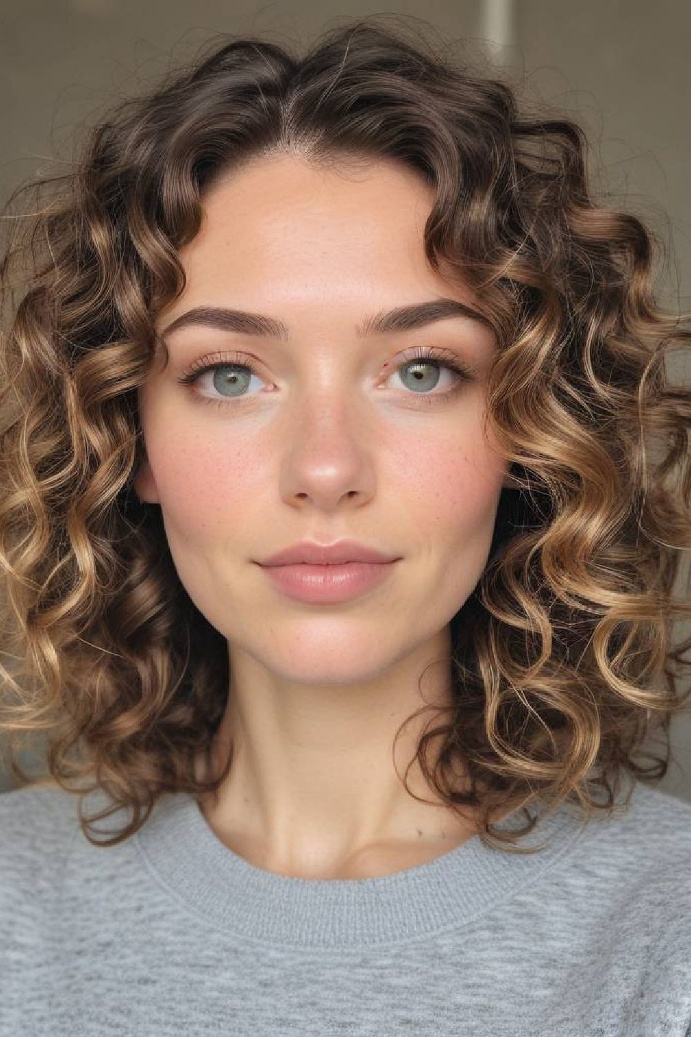 curly lob haircut for heart shaped face