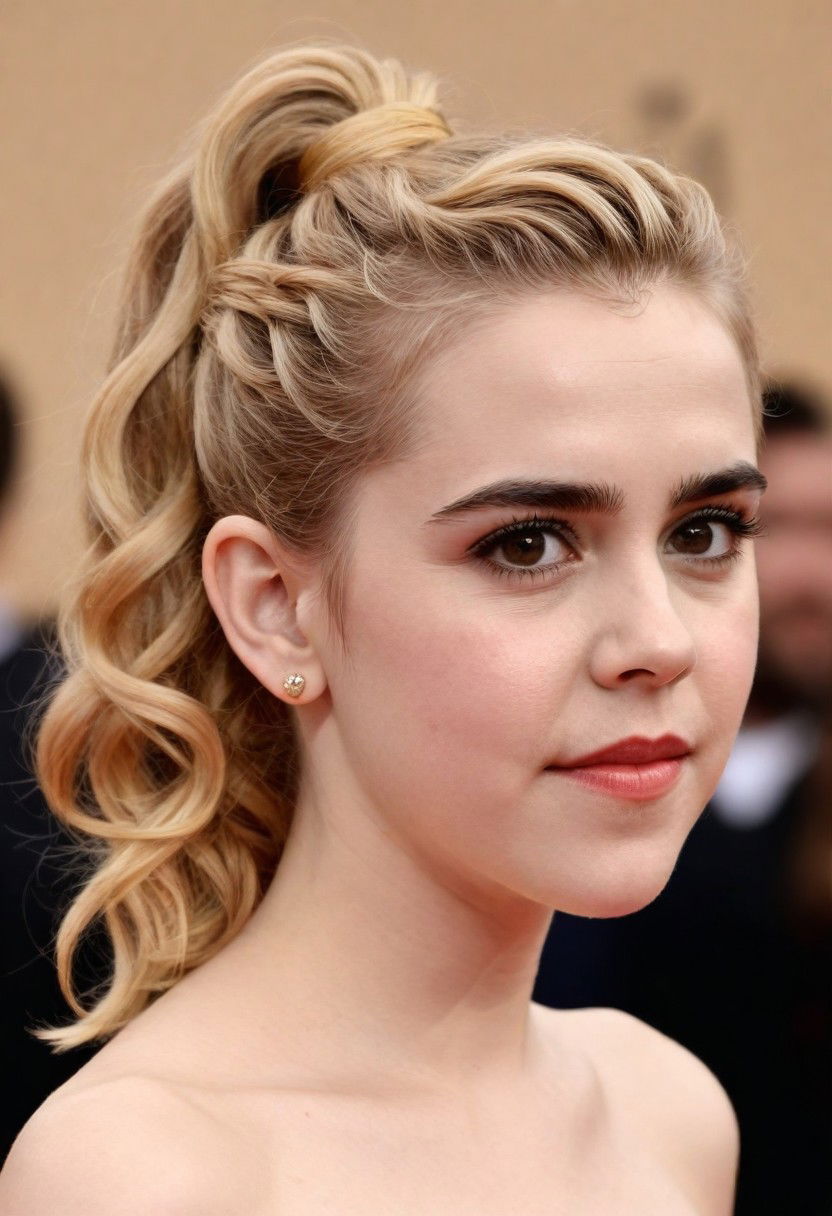 curly ponytail with a twist