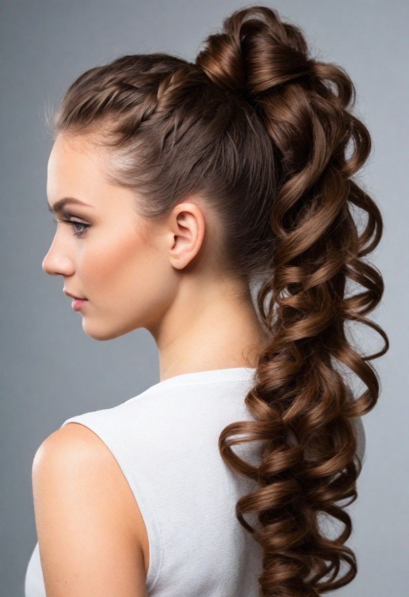 curly ponytail with a twist